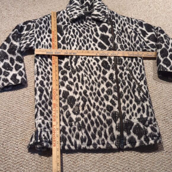 Banana Republic Snow Coat Womens XS Leopard Cocoon Side Zipper Wool - Picture 2 of 8